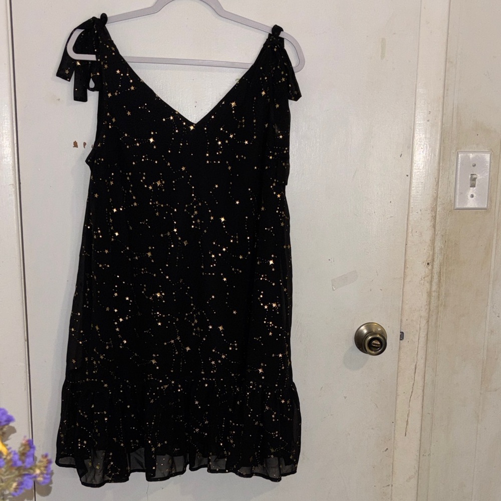 Judith March Black Dress with Gold Accents